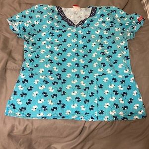Blue Dog Scrub Top